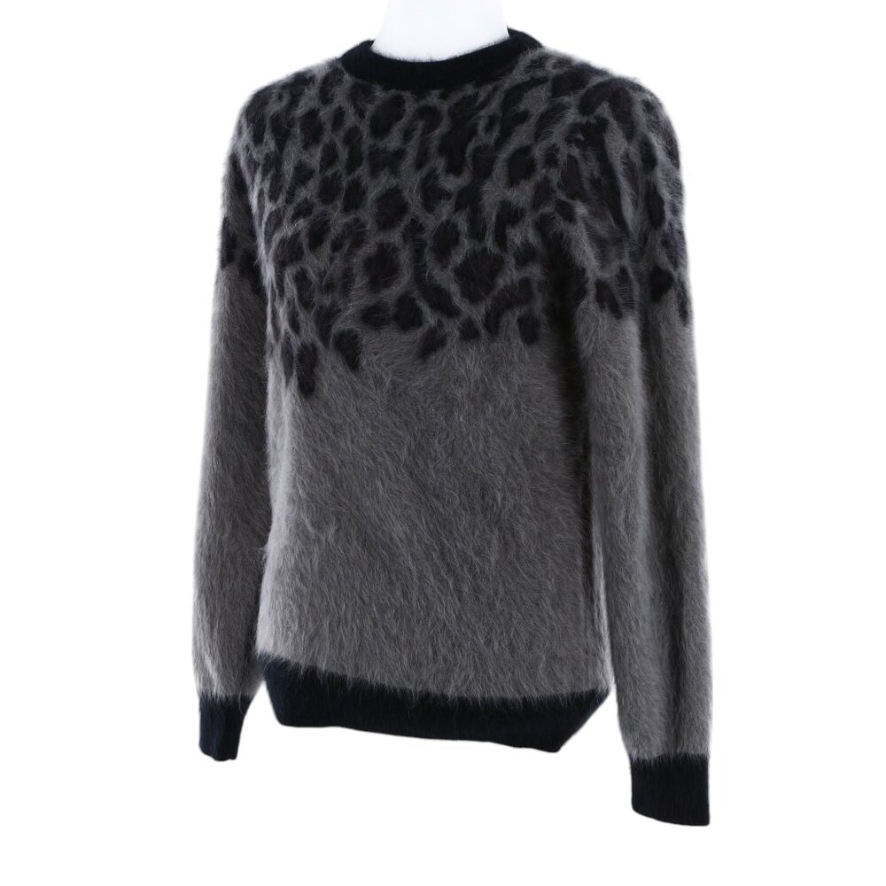 VIS Ā VIS Wool Blend Black Gray Leopard Women’s Jumper Sweater - Retail $790 NWT